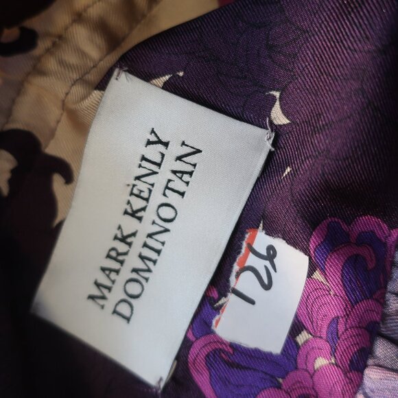 Mark Kenly Domino Tan 100% Silk Tan, Purple Button Down Blouse 36 EUR/US M - Picture 7 of 8